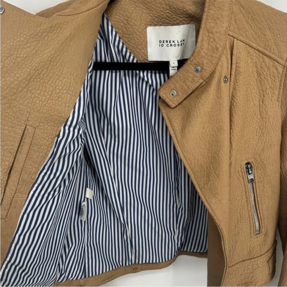 Derek Lam 10 Crosby Leather Moto Jacket Tan - Picture 4 of 6